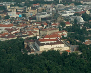Letecký pohled na hrad Špilberk